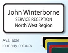 Personalised name badge 75x35mm in a colour frame