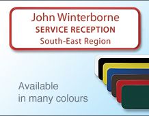 Colour frame badge 75x25mm with 3 lines of text
