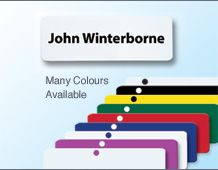 Lightweight colourful metal panel badges 55x19mm personalised