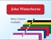 68x19mm coloured metal panel badge personalised on 1 line