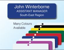 Colour metal lightweight panel badge 73x22mm 3 lines of personalisation