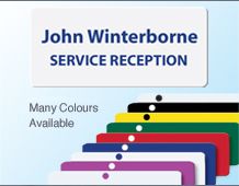 Personalised lightweight colour panel badge 72x33mm 2 lines of text